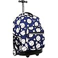 J World New York Sunrise Kids Rolling Backpack for Girls Boys Teen. Roller Bookbag with Wheels, Base Ball, 18"