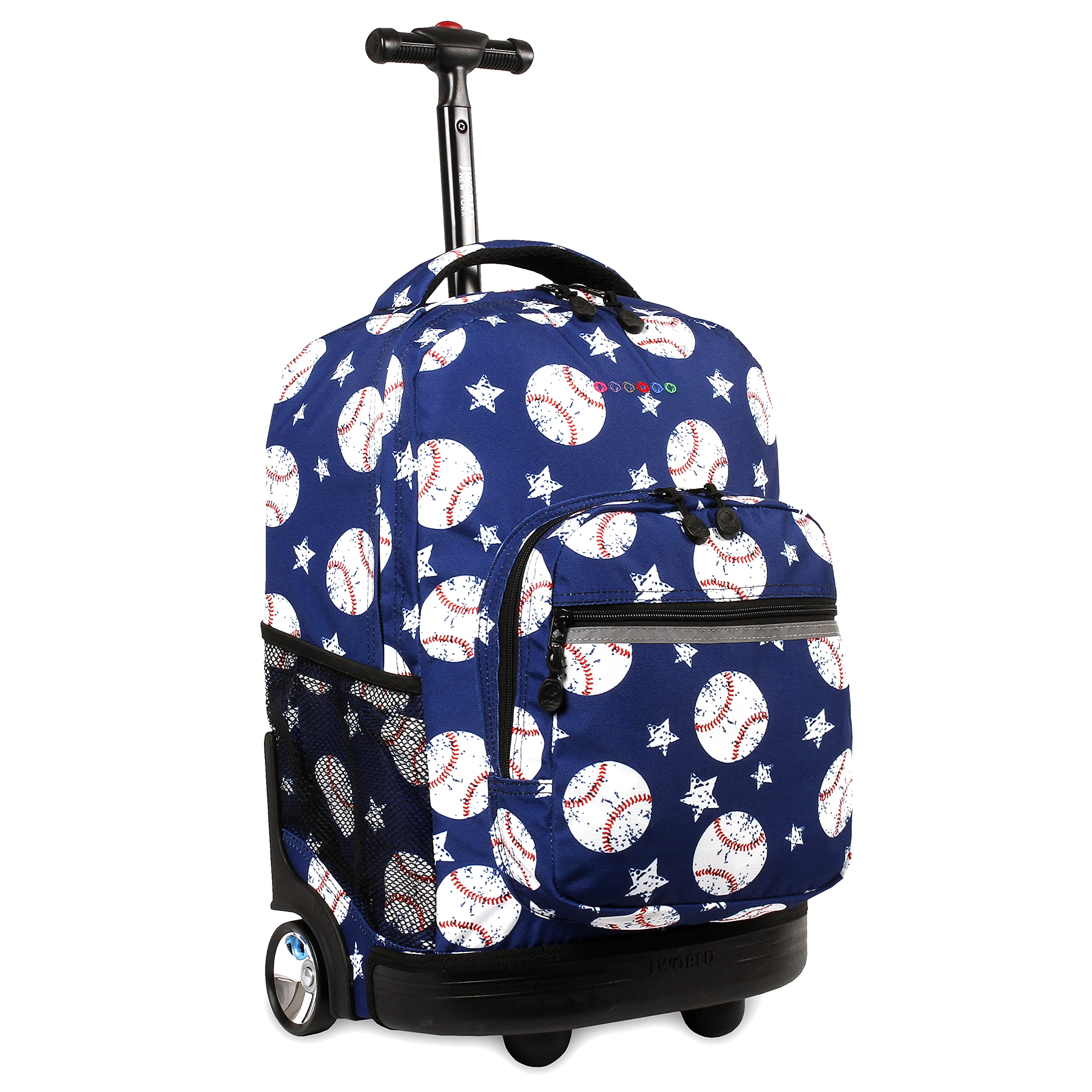 Photo 1 of J World New York Sunrise Kids Rolling Backpack for Girls Boys Teen. Roller Bookbag with Wheels, Base Ball, 18"