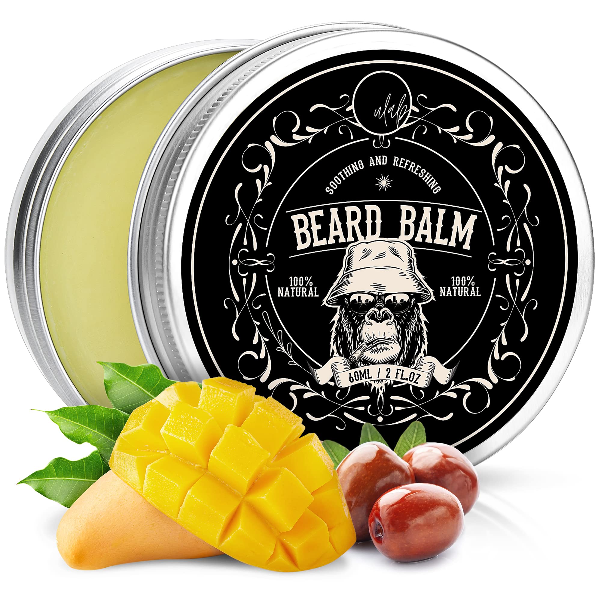uLab Gorilla Beard Balm for Men, with Mango and Jojoba, 60ml | Beard Butter for Men | Beard Wax | Beard Softener for Men | Beard Moisturiser for Men | Mens Beard Conditioner - Softens and Cares