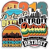 Detroit Sticker 8 Pcs (Large Size) Vinyl Stickers Laptop Waterproof Decal for Car Bumper Water Bottle Notebook Luggage Window Party Birthday Decorations - Size 4 Inches