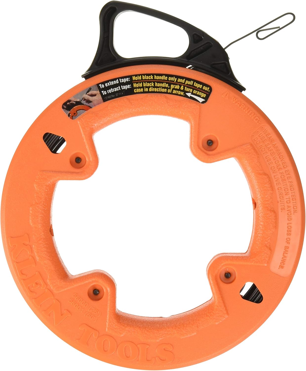 Klein Tools 56001 Fish Tape, 50-Foot Long x 1/8-Inch Wide Steel Pull Line, for Heavy Duty Wire Pulls, Updated Model...