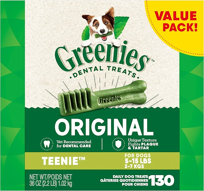 Greenies Original Teenie Dental Dog Treats, 36 oz. Pack (130 Treats)