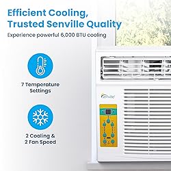 Senville 6,000 BTU Window Air Conditioner, Cools Up