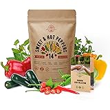 14 Sweet & Hot Peppers Seeds Variety Pack 700 Seeds Non-GMO Peppers Seeds for Planting Outdoor & Indoor Home Gardening Anahei