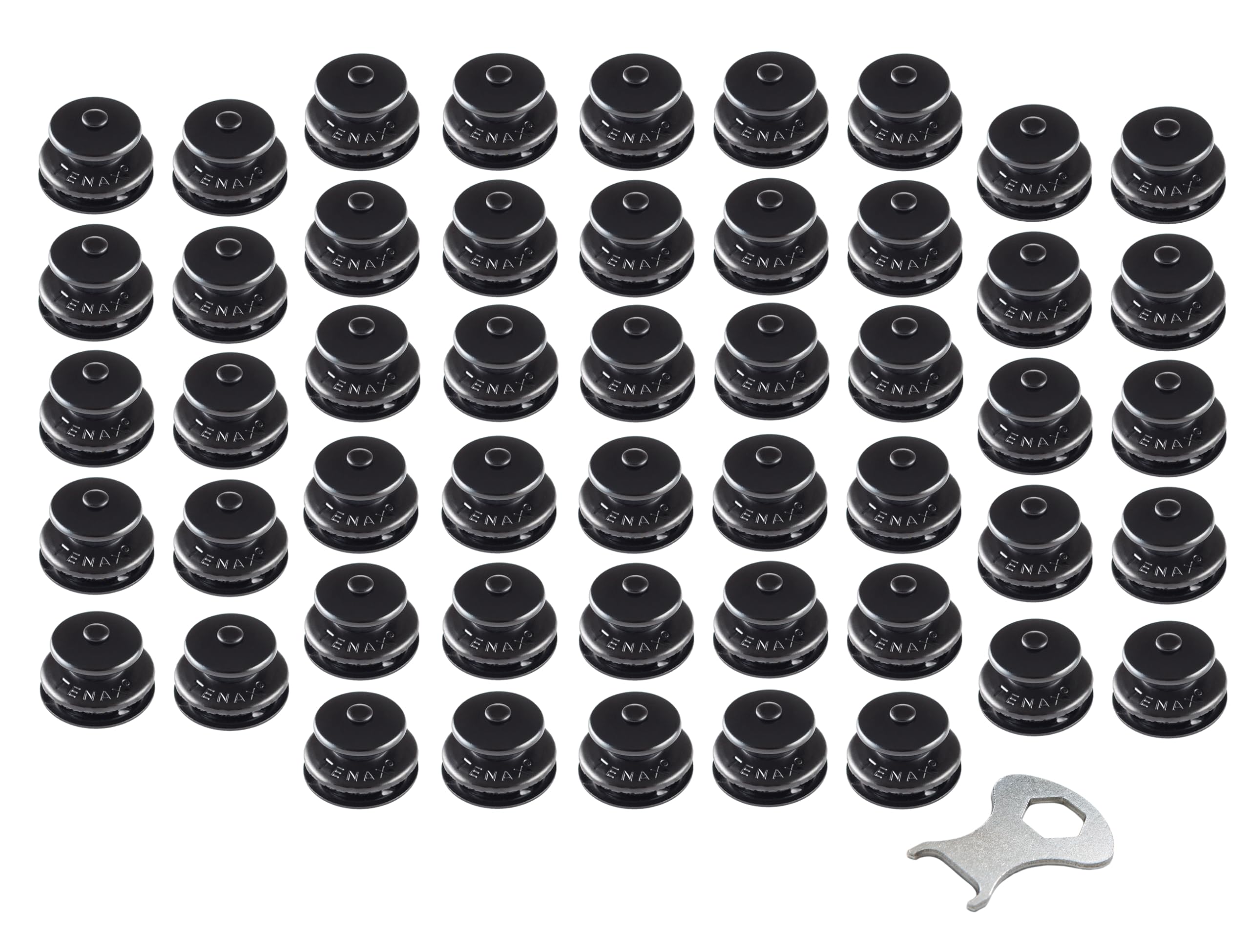 New Marine Tenax Black Buttons 50 Top + 1 Tenax Key