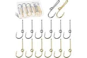 OROOTL Fishing Hooks Hat Pins, 12pcs High Carbon Steel Fish Hook Hat Clips Anti-Rust Tie Clips Clasp with Baseball Decoration for Fishing Tackle