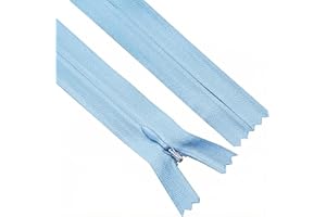 Sawoake Invisible Zippers 14 Inch #3, Light Blue Nylon Coil Zippers 2-Pack for Sewing, Skirts, Pockets, Pillows (Light Blue, 