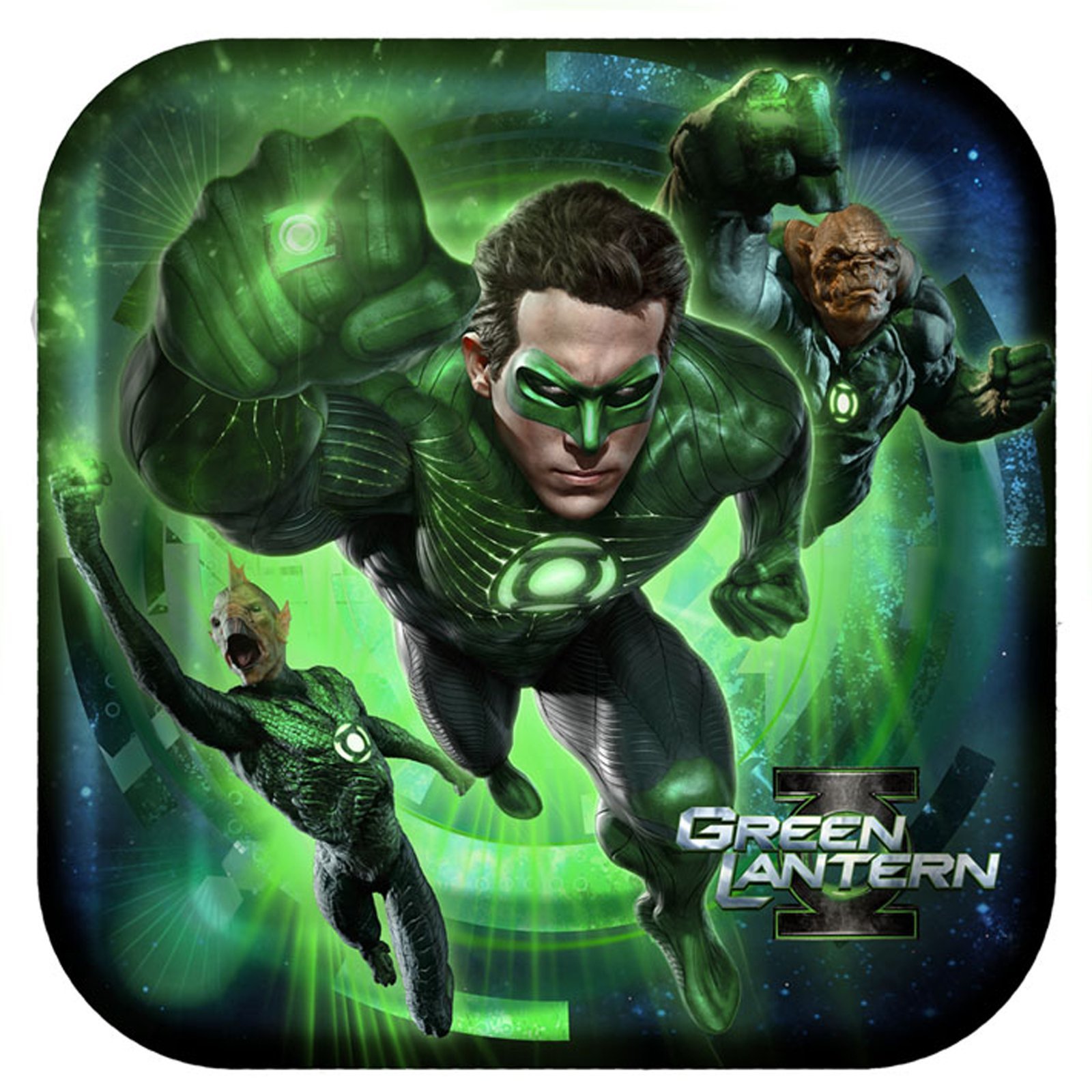 Green Lantern Shaped Dinner Plates (8 count) Child