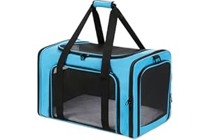 Pnimaund Cat Carrier, Dog Carrier Pet Carrier Airline Approved for Medium Cat Puppy Under 15 Lbs, Collapsible Soft Sides Pet Travel Carrier with Thickened Fabric, Safety Zippers, Medium-Blue