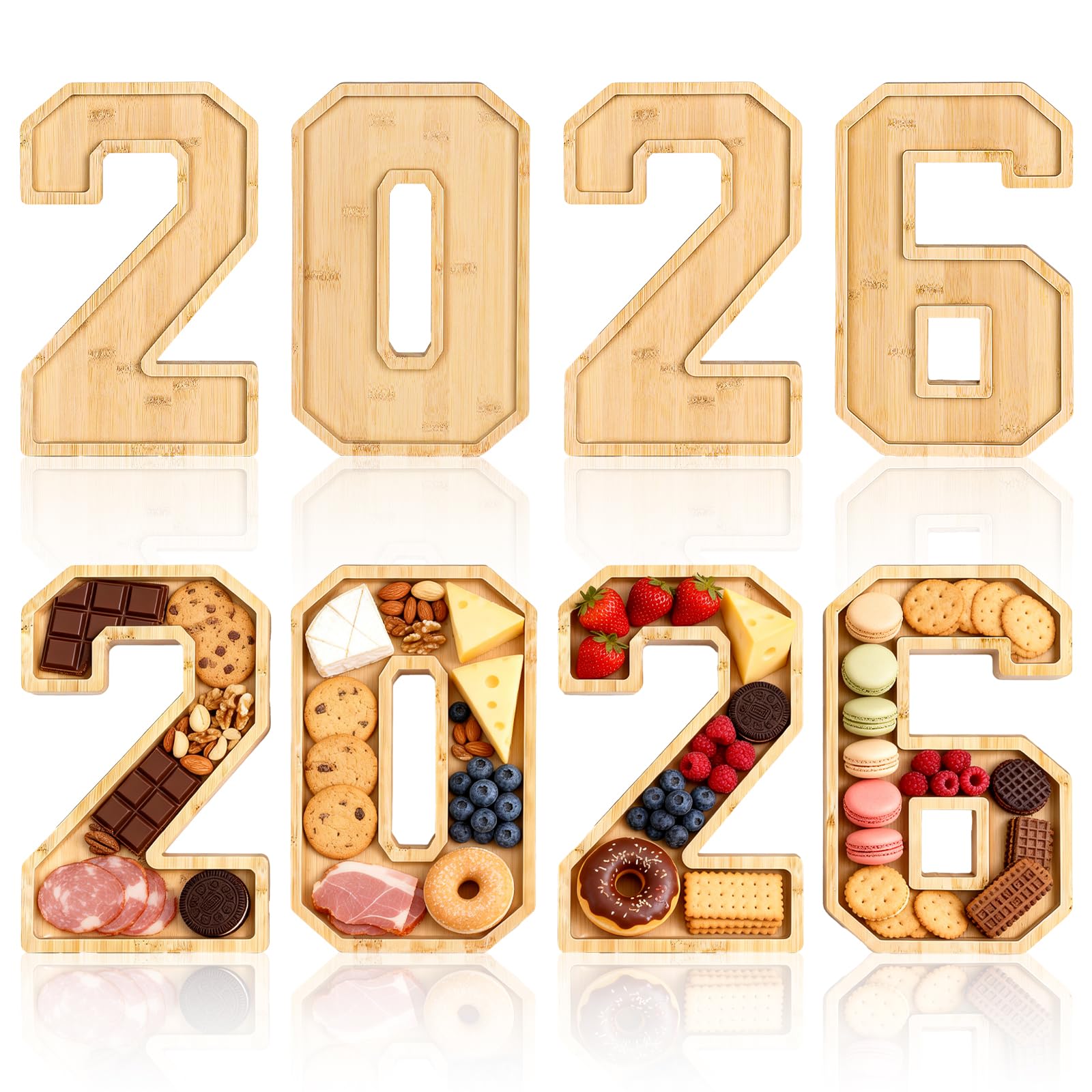 Photo 1 of 2026 Bamboo Charcuterie Numbers Fillable-2026 Graduation Party Decoration-Bamboo Charcuterie Board for Graduation Party, Birthday Party, Anniversary
