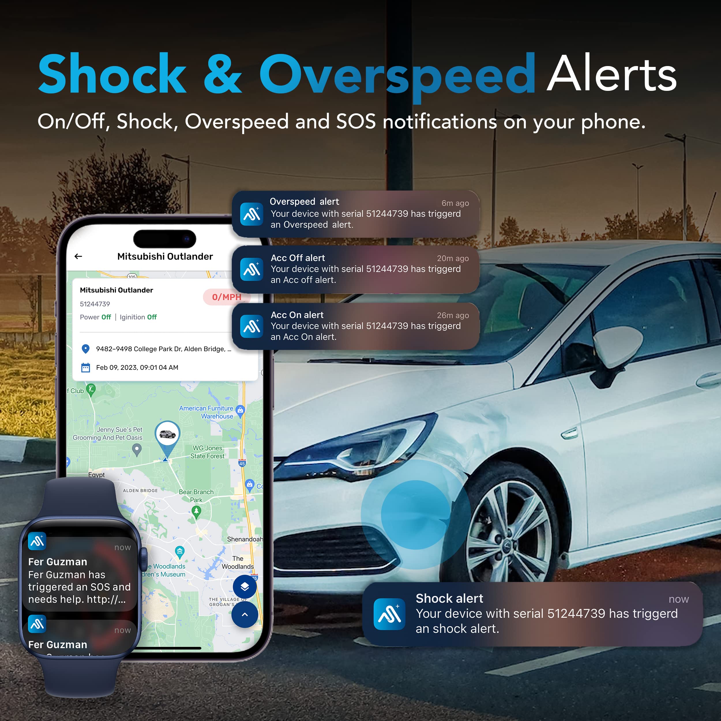 AutoSky GPS Tracker for Vehicles, OBDII, 4G LTE, Model - AVT-210, Vehicle Location, Trip History, Driving Alerts, GeoFence, USA-Developed, Family or Fleets
