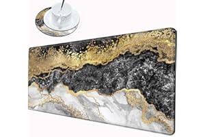 BBSUJANE Gaming Mouse Pad XL Desk Mat for Desktop Extended Mousepad Black Gold Marble Desk Pad Long Computer Pads for a Desk 24"x12" Large Mouse Pads for Wireless Mouse Office Men