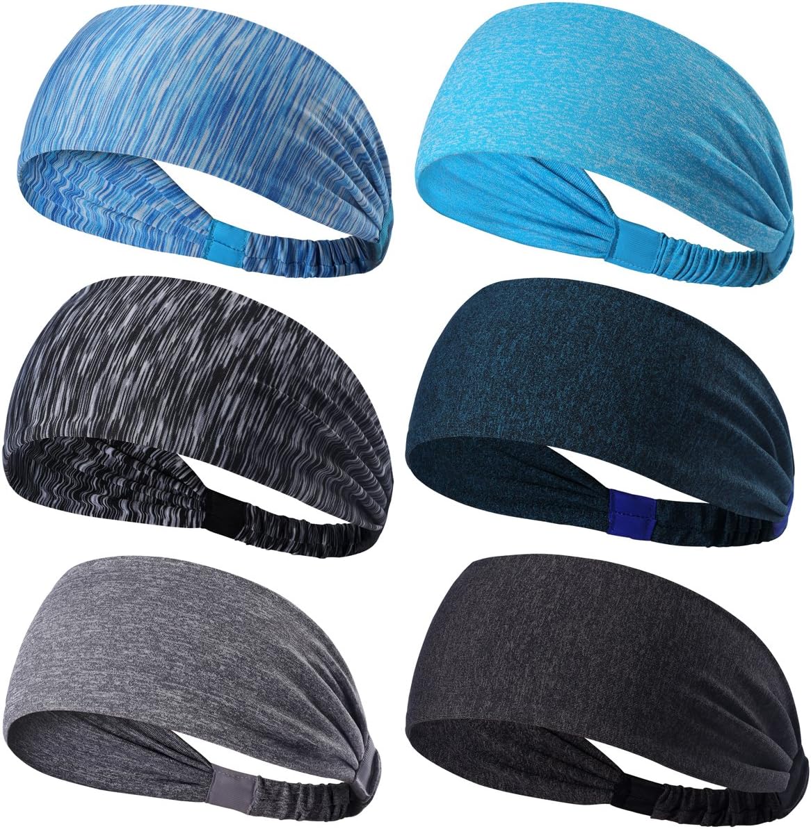 Dreamlover Headbands for Women, Athletic Sweatbands for Men, 6 Pack