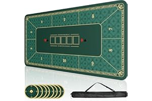 ORIENGEAR Poker Mat 70x35 Inch, 10 Player Poker Table Topper with Non-Slip Rubber Base & Carry Bag, Professional Blackjack Ta