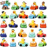 XY-WQ 24 Pack Jeep Rubber Ducks - 3" Bulk Floater Ducks for Kids - Vehicle Shaped - Baby Bath Toy Assortment - Party Favors, Birthdays, Bath Time & More (8 Varieties)