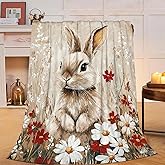 Farmhouse Rabbit Blanket Rustic Bunny Throw Blanket Country Soft Cozy Fleece Fuzzy Stuff Plush Flannel Gifts for Girls Women Boys Kids Adults 40''x50''
