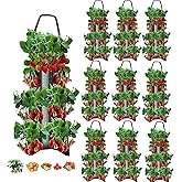Upside Down Strawberries Grow Bags,10 Pack Garden Hanging Strawberry Grow Bag, Hanging Strawberry Planter with Planting Pockets, Hanging Planter for Strawberries,Tomatoes, Chili, Herbs, Vegetables