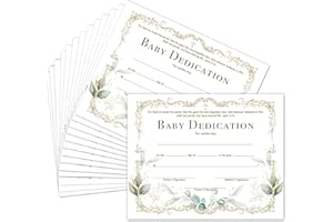 RYSMH Baby Dedication Certificates, 25 Pcs Baptism Certificates for Church, Greenery Christening Recognition Gifts for Boys Girls, Baby Shower Baptism Party Supplies Decorations, 12