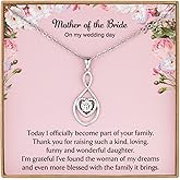 Vanjewnol Wedding Gifts for Mother of The Bride Necklaces for Women Mother in Law Gifts from Groom in Law Infinity Heart Silver Necklace for Women N08B