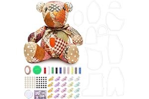 DERTE 15 Inch Memory Bear Template Ruler Sewing Tools Set Acrylic Quilting Template Cutting Detailed Instructions Sewing Patterns Art Craft for Woman Beginners Home