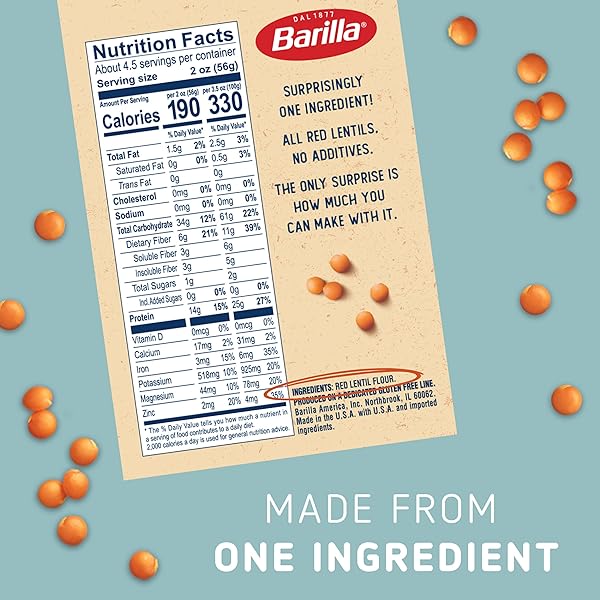 BARILLA RED LENTIL PENNE PASTA, 8.8 OZ – VEGAN, GLUTEN FREE, NON GMO & KOSHER – MADE WITH PLANT BASED PROTEIN