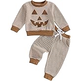 MERSARIPHY Toddler Baby Christmas Outfit Boy Girl Santa Outfit Long Sleeve Stripes Sweatshirt Pants Set Fall Winter Clothes