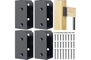 AECXM 201 Stainless Steel 2" x 4" (Actually 1 ½" x 3 ½") Deck Railing Connector, for Deck Railing, Handrail, Barn and Beam end Connection Installation (4pc-Black)