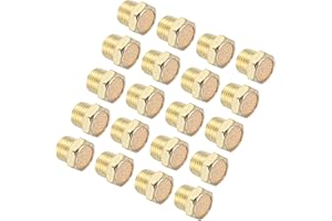 MECCANIXITY 20PCS Pneumatic Exhaust Muffler, 1/4" NPT Male Sintered Bronze Muffler Air Line Fittings for Pneumatic Tools and 