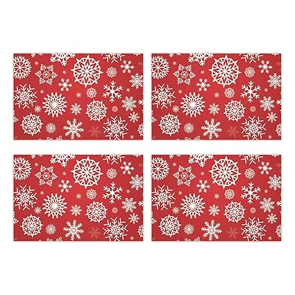 YaYa Cafe Christmas Decorations Table Place Mats Cloth Cover Snowflake - 4 Mats