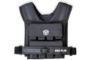 ERIC FLAG 40 lb Weighted Vest for Men & Women - Adjustable 0-40 lb with 16 Iron Weight, Heavy-Duty for Calisthenics, Running and Walking - Compact 1000D Oxford - Weighted Vest with Removable Weights