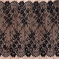 3 Yards Eyelash Lace Fabric Floral Pattern Lace Trims for Sewing Dress Home Decor (29" W x 3 Yards, Black)