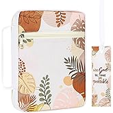 INCOK Bible Case for Women - with God All Things are Possible Bible Cover Bible Study Supplies Bohemia Church Carrying Case with Handle Bookmarks Christian Christmas Birthday Gift