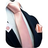 GUSLESON 3.15"（8cm） Solid Color Necktie and Pocket Square Cufflinks Sets For Men + Gift Box