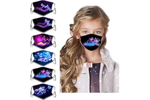 CANBOER 6Pcs Kids Washable Cute Cartoon Face Bandanas Reusable Cloth Face Dust Protection with Adjustable Ear Loops for Boys Girls
