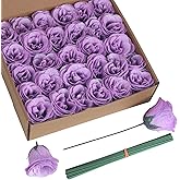 ICBOX Glitter Roses Bouquet,30PCS Fake Purple Roses Glitter Flowers for Crafts Wedding Bouquet Home Decoration(Lilac)
