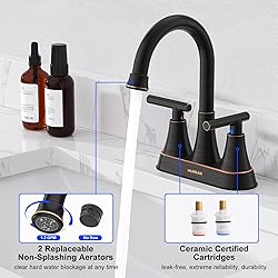 Bathroom Faucets for Sink 3 Hole, Hurran 4 inch Oil