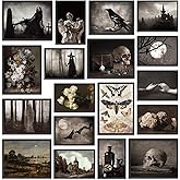 Naozinebi 18Pcs Dark Academia Wall Room Home Decor Gothic Poster Aesthetic Wall Art Prints Goth Creepy Pictures Vintage Posters Spooky Decor for Gallery Living Room Bedroom Decoration (UNFRAMED)