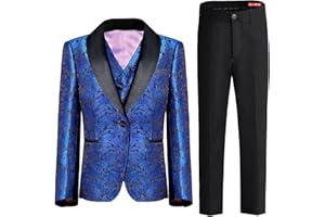 ELPA ELPA ELPA Boys Floral Tuxedo Suit Set - Slim Fit Youth Tuxedo