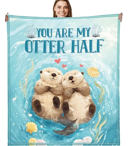 Gifts For Her, Otter Blanket Gifts For Boyfriend Girlfriend Wife Mothers Day Anniversary Marriage Birthday Gift Ideas Romantic Couple Blanket 50 X 60
