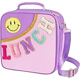 Nsrzua Lunch Bag Kids,Insulated Lunch Bag With Adjustable Shoulder Strap,Reusable Lunch Bag for Kids, Girls,Boys, lunch Bag Women,Preppy Lunch Box for School,Travel, Picnic (purple)