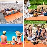 COVACURE Beach Blanket Mat 210x200cm with 3 Zipper Pockets Sandproof Orange view 6