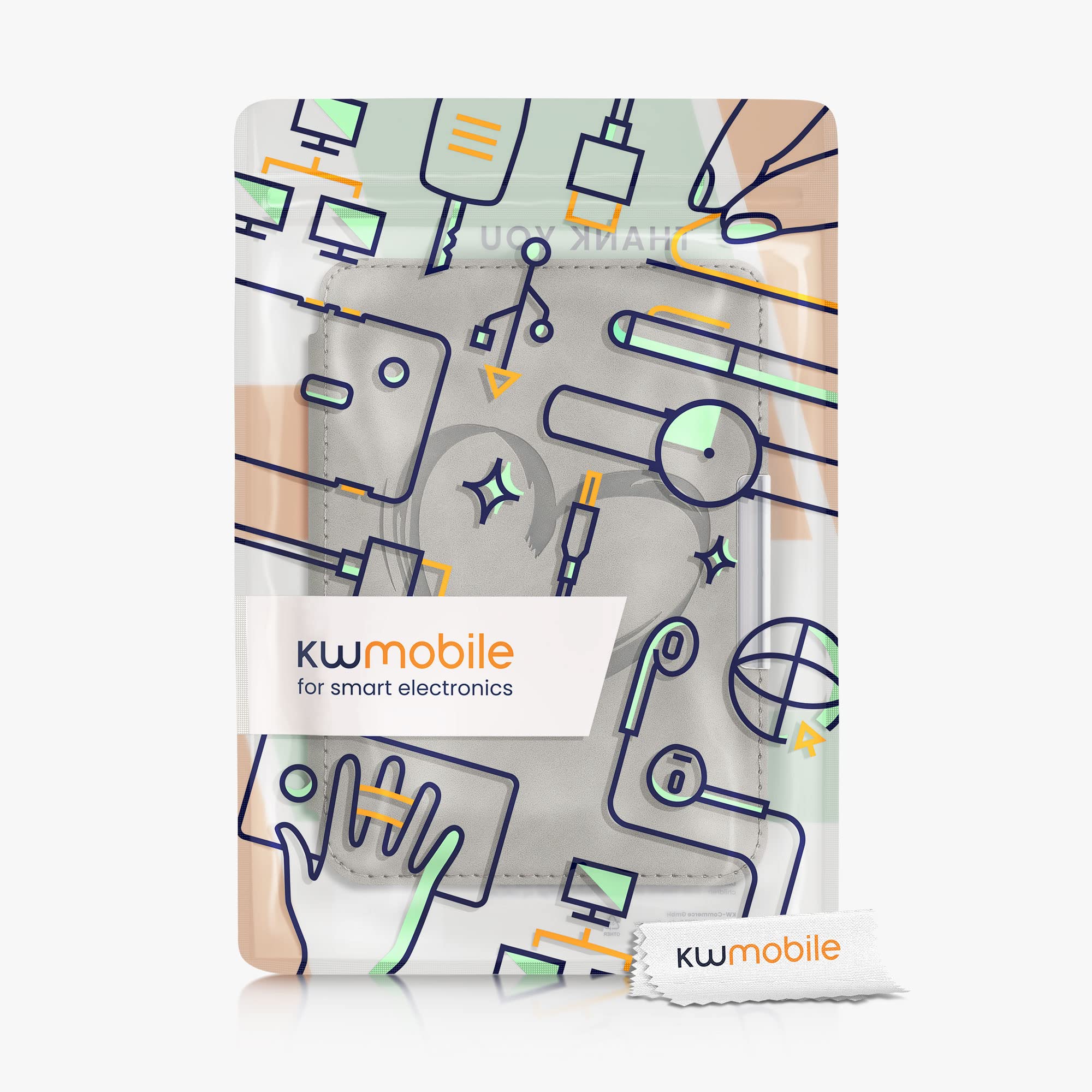 kwmobile Cover Compatible with Kobo Clara HD Cover - eReader Case - Brushed Heart Grey