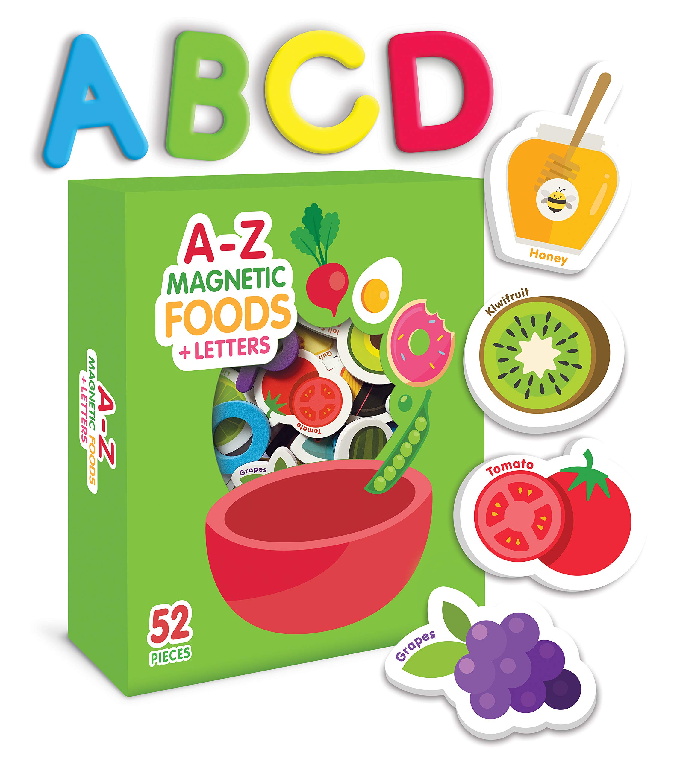 Curious Columbus Foods and Letters for Kids. Set of 52 pcs