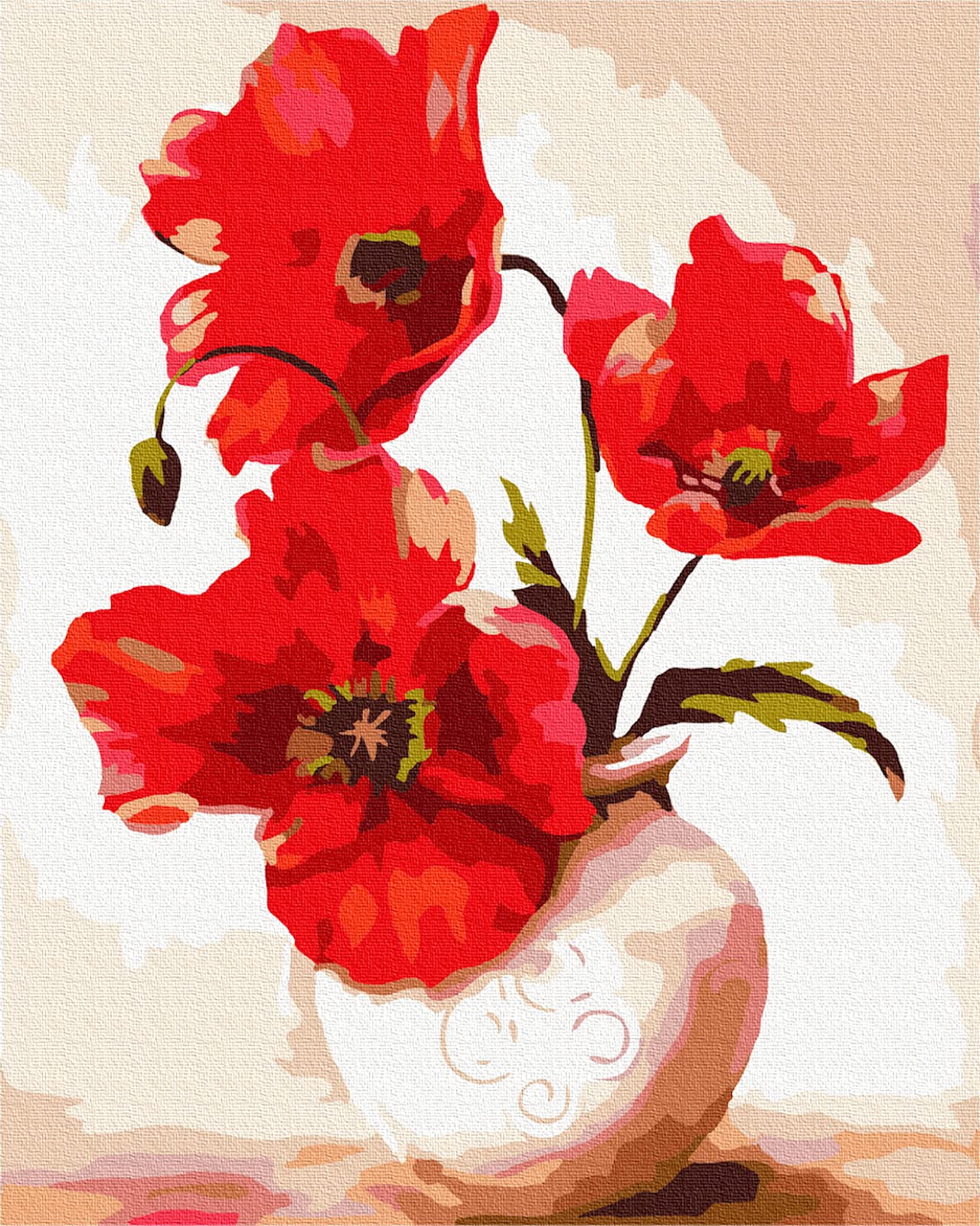 LukFun Paint by Numbers for Adults Kids Beginner, DIY Acrylic Painting Kits Canvas Painting, Poppy Flowers in Vase Craft Art Home Decor 16x20inch (Red Flowers-Without Frame)