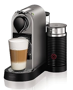 Krups Nespresso CitiZ und Milk XN760B Kaffeekapselmaschine (mit Aeroccino, Thermoblock-Heizsystem, 1 Liter Wasserbehälter, 19