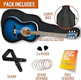 3rd Avenue Full Size Acoustic Guitar Bundle 6 Months Lessons Blue view 3