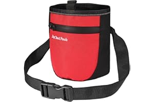 KeeKit Dog Treat Pouch, Pet Training Bag with Pull-up Inner Pocket, Hand-Free Dog Reward Pocket Including Waist Belt for Dog Walkers, Red