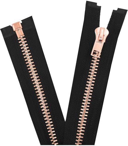 Amazon.com: YKK Heavy Duty Silver Metal Open End Zips 55cm Black