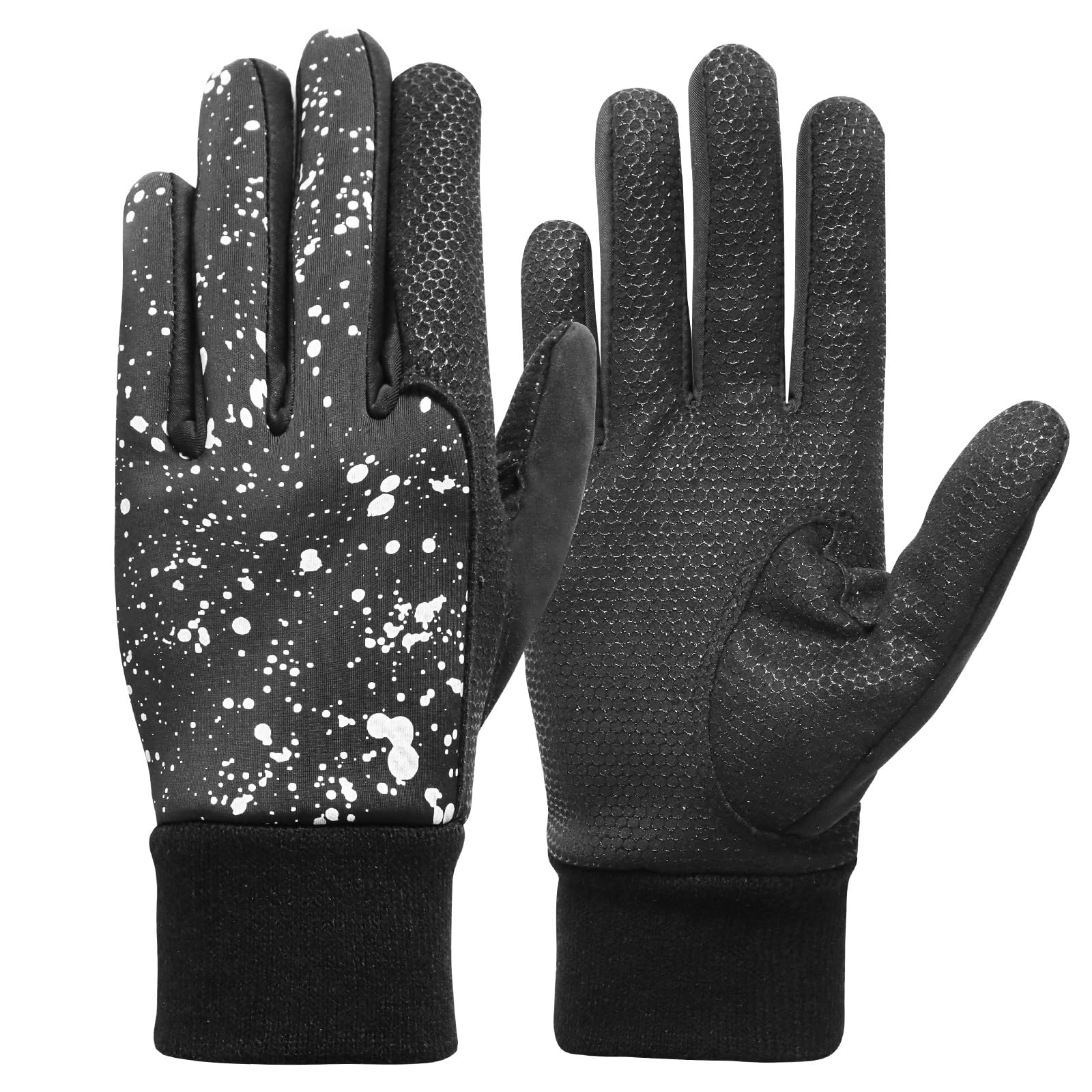 FINGER TEN Winter Golf Gloves Men Left and Right Hand Warm Weathersof Comfortable Soft 1 Pair, Men’s Golf Glove Relaxgrip Breathable Wear Resistance Fit Size Small M ML L X-Large(L,Black)