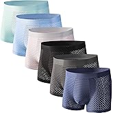 HOPETLA 6 Pack Men's Mesh Ice Silk Underwear Box Briefs Breathable Underwear Trunks For Men